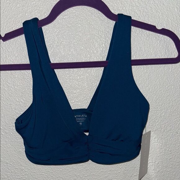 NWT- Athleta Blue V-Neck swim top- Size XS - Picture 3 of 8